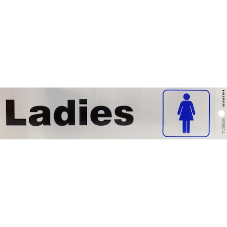 Hillman HILLMAN English Silver Restroom Decal 2 in. H X 8 in. W, PK6 839814